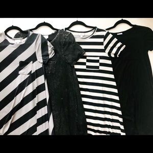 Lot of 4 LuLaRoe Carly’s- Black, Acid Wash, Stripe
